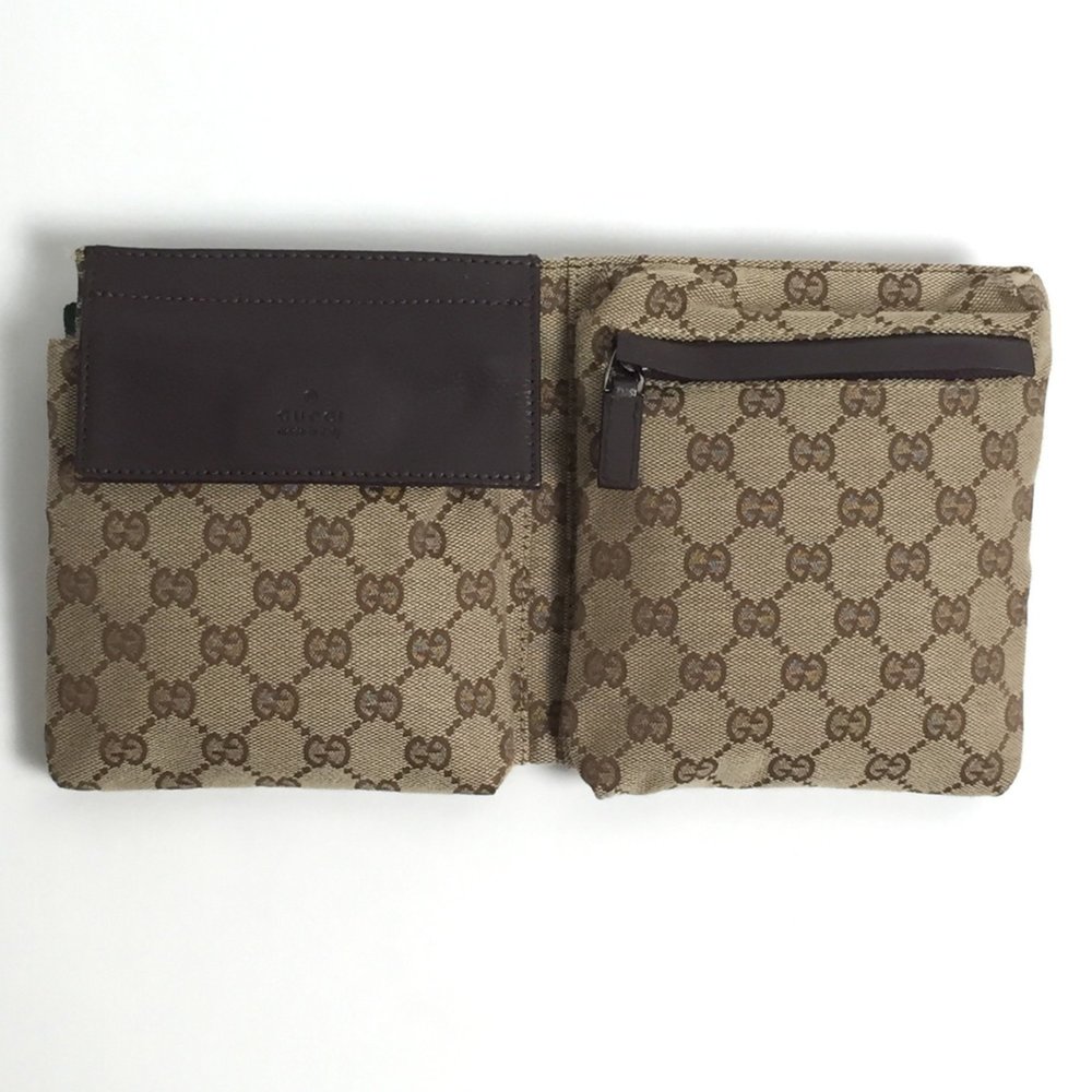 GUCCI 28566 Sherry GG Canvas Body Bag Waist Pouch Pattern Men Women ITC3HXU348UQ - Picture 2 of 10